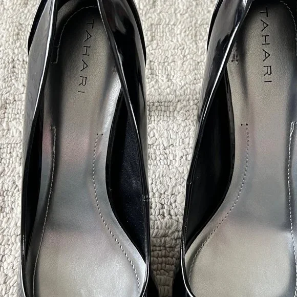 Tahari Women's Platform Black Patent Leather Stiletto Heels - Size 9.5 - Picture 4 of 7
